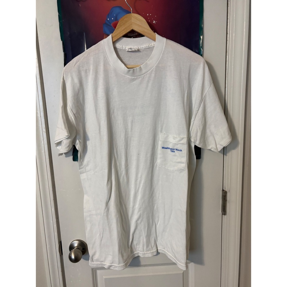 Vintage 1994 Washington March Tobacco Taxes Lost Jobs Pocket T-Shirt Mens XL